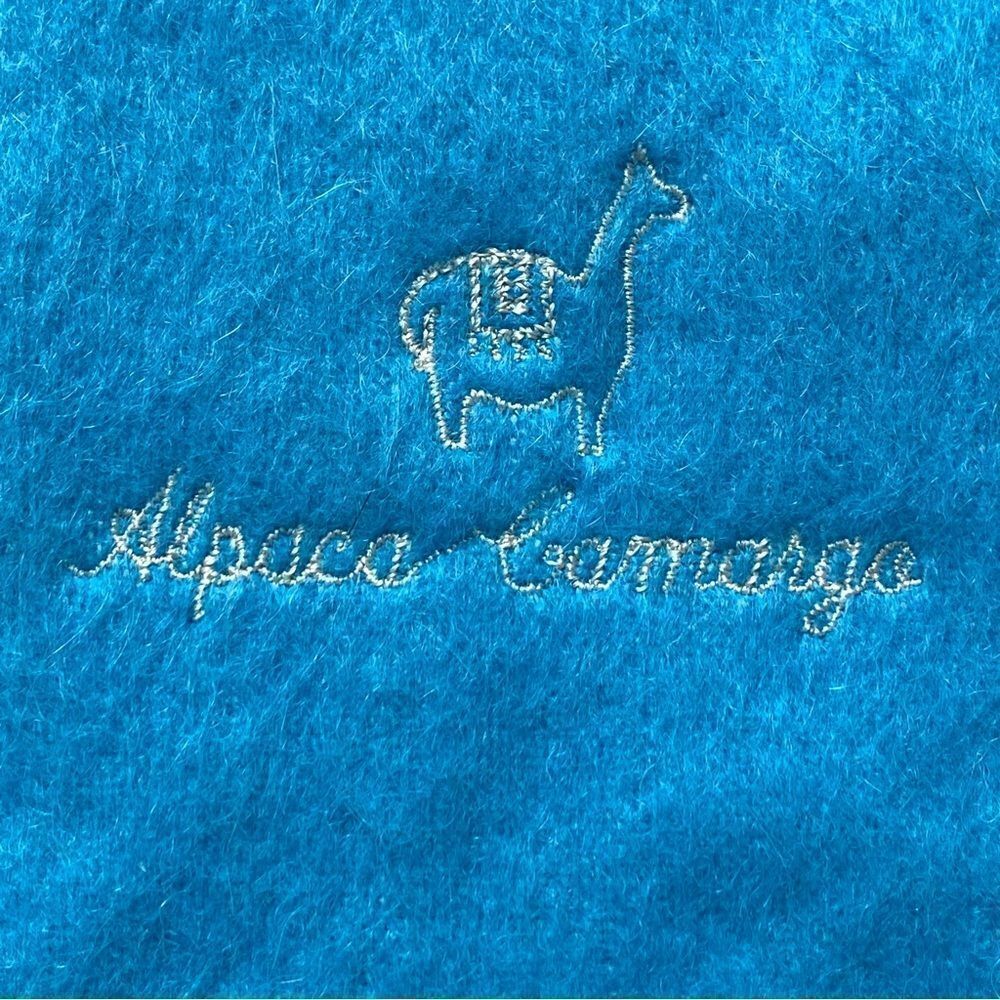 Alpaca Camargo Turquoise Blue Alpaca Blebd Scarf - Picture 2 of 8